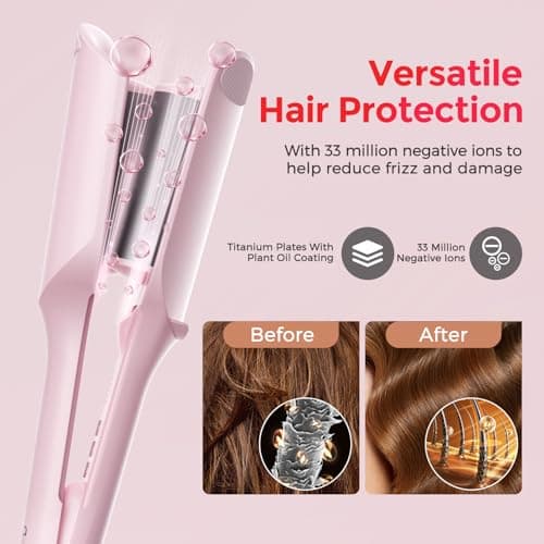 LENA S12 Beach Waver Curling Iron, 2-Barrelanti-Scald Protection, Dual Voltage