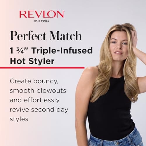 REVLON Perfect Match Hot Styler Heated Blowout Brush for Curls Body Volume Reduces Frizz Boosts Shine