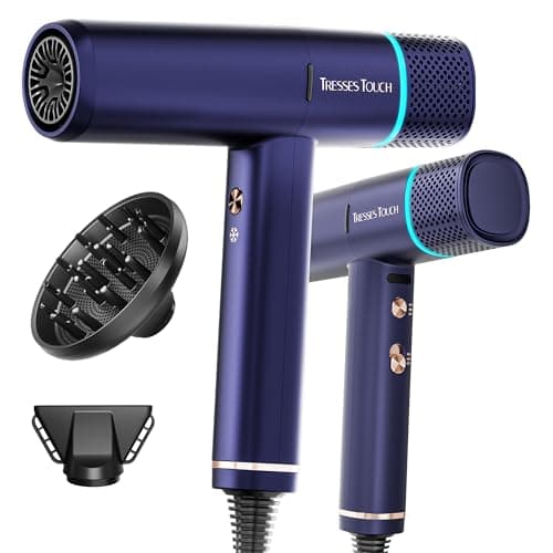 Professional 150K RPM Hair Dryer with Diffuser, 3 Temps/2 Speeds & Negative Ionic, Black