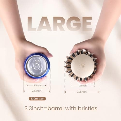 AIMIKE Nano Ceramic Ionic Hair Brush, 2.1 Inch Barrel, Boar Bristles, Hair Drying & Styling + 4 Clips