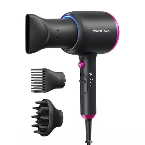 Wavytalk Ionic Hair Dryer, Fast & Quiet Drying with Ceramic Tech, 3 Attachments, Rose Gold