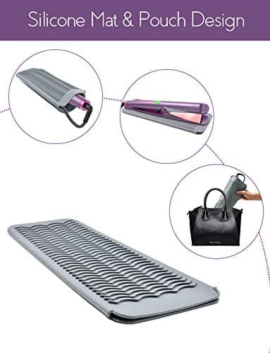 ANGENIL Professional Silicone Heat Mat & Cover for Hair Straighteners, Curling Irons and More, Grey