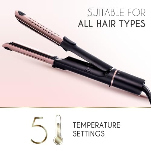 Ella Bella 2-in-1 Hair Straightener & Air Curler • Titanium Flat Iron & Curling Iron • Cooling Air Vents for Easy Stylin