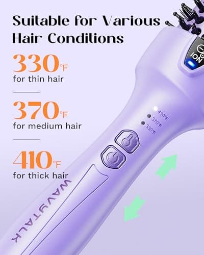 Lavender Purple Wavytalk Thermal Brush for Smooth Blowouts, Frizz Reduction (1.5 Inch)