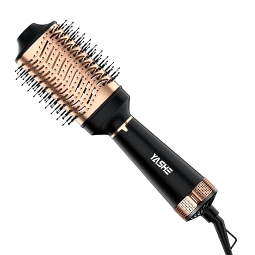 Ionic Hair Dryer Brush, Oval Titanium Barrel, 4 in 1 Drying, Straightening, Curling, Volumizing, Black
