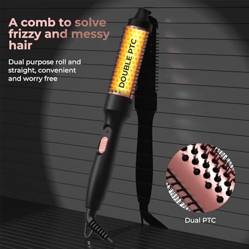 Thermal Brush for Travel, Ionic Curling Iron Brush, Volumizing Ceramic Tourmaline Curling Iron