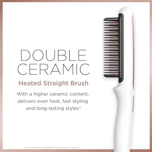 CONAIR Double Ceramic Heat Straightening Brush for Smooth Shiny Hair