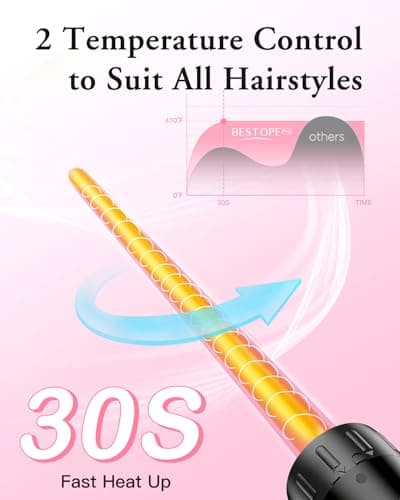 BESTOPE PRO 6-in-1 Long Barrel Curling Wand Set - Ceramic, 0.35"-1.25" Barrels, Black