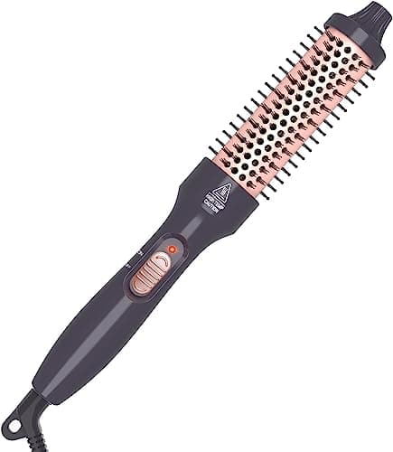 PHOEBE 1.25 Inch Double PTC Ceramic Curling Iron Brush - Black