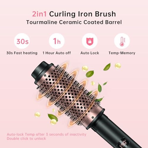 2in1 Heated Brush for Blowouts & Curls, Dual Temp Control, 1.5in/1.75in, Travel Ready