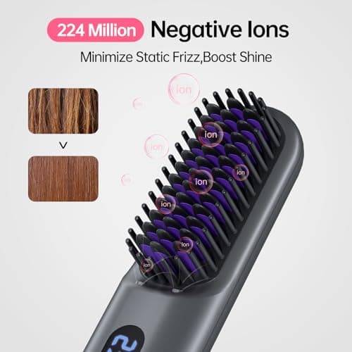 Portable 9600mAh Cordless Hair Straightener Brush