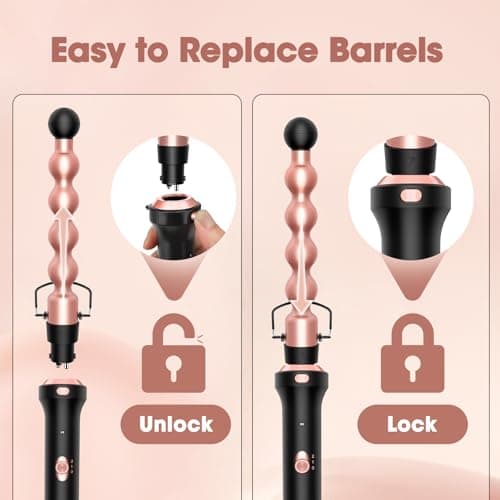 5-in-1 Ceramic Barrel Curling Iron with Thermal Brush & Travel Case