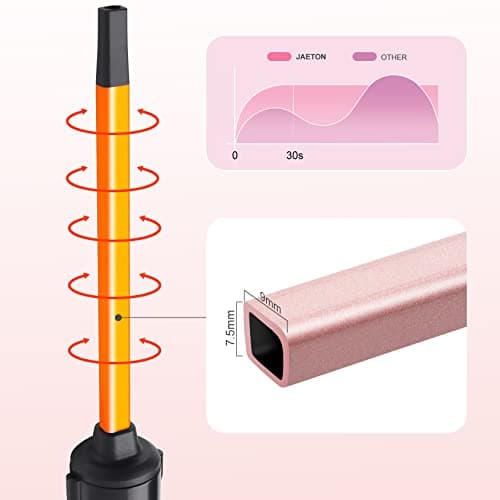 Professional Ceramic 9mm Thin Hair Curling Wand, 3/8 Inch for All Hair Types, Includes Heat Resistant Glove