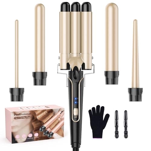 BESTOPE Pro 5-in-1 Curling Iron Set with Thermal Brush & 4 Ceramic Coils