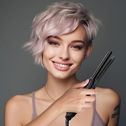 DSHOW 3/10" Mini Flat Iron for Short Hair (Black)