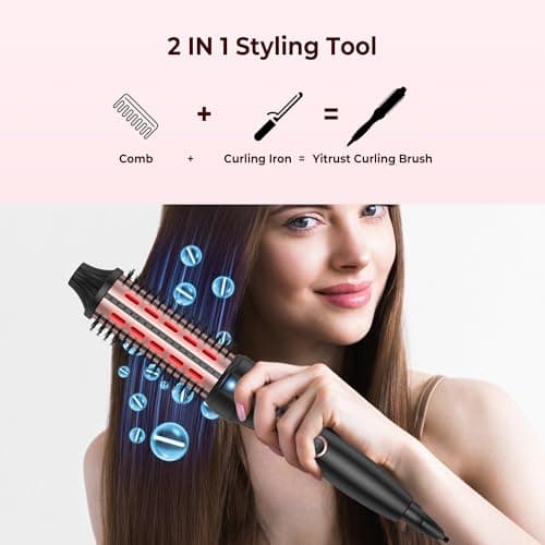 Thermal Brush for Women: 1.5" Red Light Heated Curling & Straightening