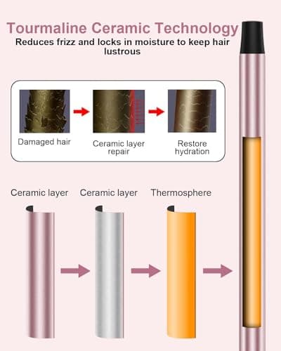 Karrong 3/8 Inch Ceramic Curling Wand, Instant Heat, 2 Temp Settings, Heat Glove Included