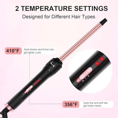 Professional 1/2 Inch Curling Iron with 2 Temperature Settings & Heat Glove for Short & Long Hair