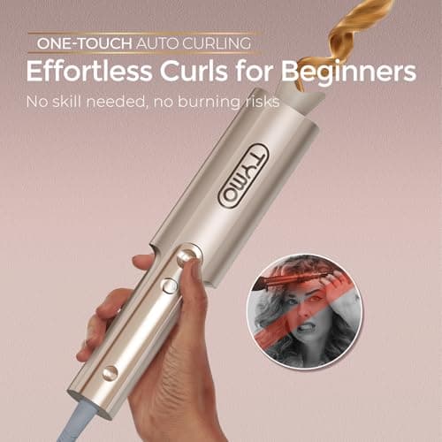 TYMO CurlPro Plus Automatic Curling Iron - 1 Inch Long Barrel, Ionic, Dual Voltage