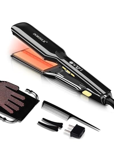 Dorisilk 500°F Plasma Straightener, Frizz-Free & Shiny Hair 2-in-1 Curler