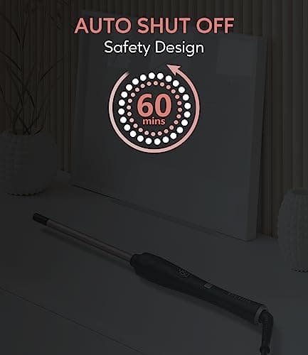Terviiix 9mm Thin Ceramic Curling Iron with Argan Oil, Digital Temp & Auto-Off