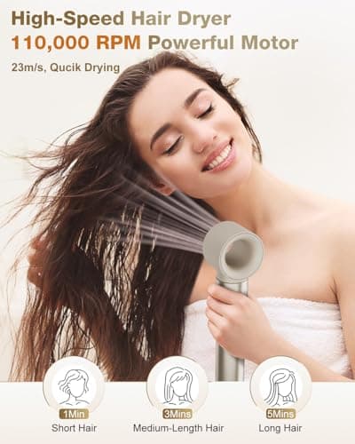 7MAGIC High-Speed Negative Ionic Hair Dryer Brush & 6-in-1 Styler 110,000 RPM Fast Drying Volumizing Straightening
