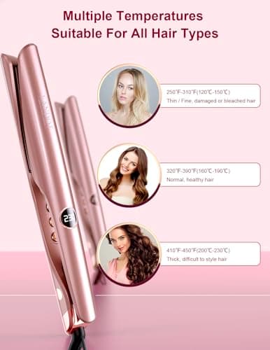 LANDOT 2-in-1 Flat Iron & Curling Iron | 30s Heat-Up, 12 Temp Settings, Ceramic Coating | Salon-Perfect Straight & Curl