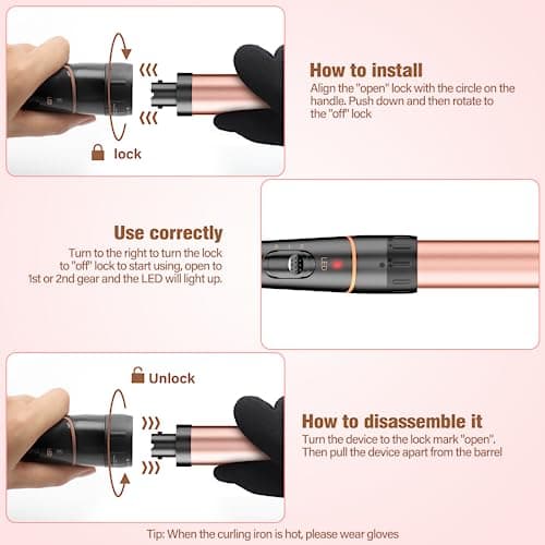 BESTOPE PRO 3 Barrel Waver Curling Iron - 5 in 1 Hair Wand Set