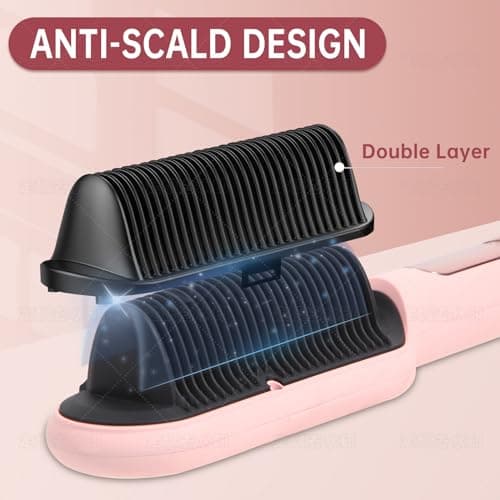 Negative Ionic Pink Hair Straightener Brush, 9 Temp Settings, LED Display