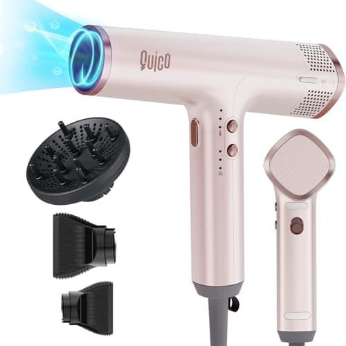 QUICO Hair Blow Dryer for Women, 1875W Quiet 7X Faster Dryer with Diffuser