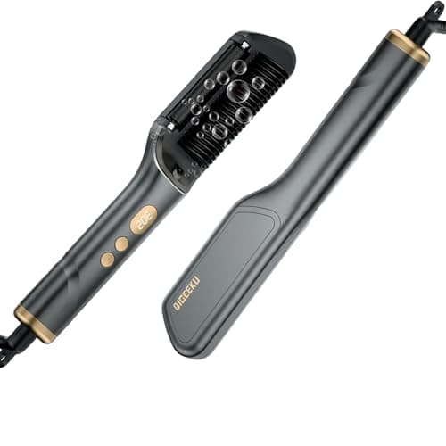 Gundown Gunmetal Gray 2-in-1 Flat Iron & Comb, 30s Heat, 5 Temp Settings