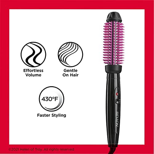 REVLON Heated Hair Brush | Fast Volume & Smooth Styles (Black/Pink)