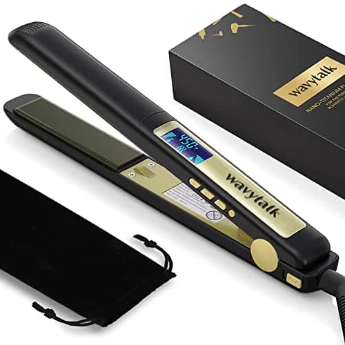 Wavytalk Pure Titanium Flat Iron 1 Inch Dual Voltage 170℉-450℉ Instant Silky Hair