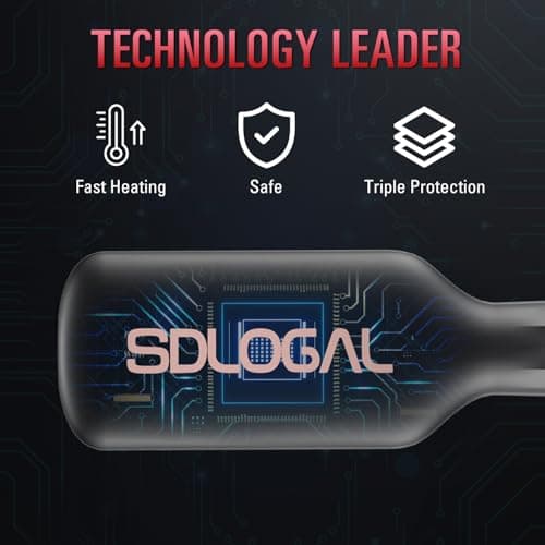 SDLOGAL Hair Straightener Brush, 5 Temperature Settings, Fast Heat, Salon-Style, Dual Voltage Travel Friendly