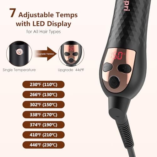 Rose Gold 1.5 Inch Detachable Ion Ceramic Thermal Hair Brush for Straightening & Curling