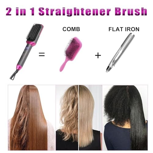 MCH Fast Heating 3X Denser Bristles Brush Straightener for Curly Hair