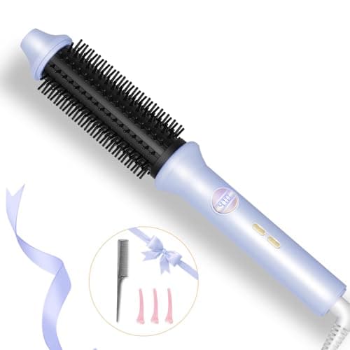1.26 Inch Heated Round Brush Curling Iron, 10 Temp Settings, Fast Heat, Anti-Frizz Hair Styler