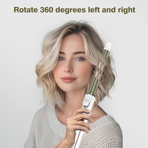 1 Inch Dual Voltage Hair Curler - Effortless Waves, Auto Shut-Off, Long Barrel Wand (White)