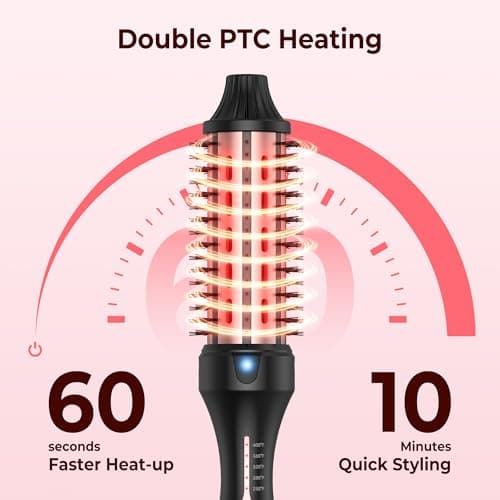 Thermal Brush for Women: 1.5" Red Light Heated Curling & Straightening