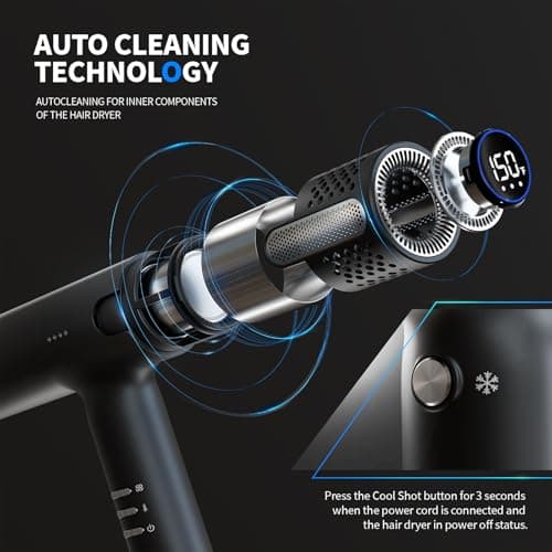 LANVIER Ionic Hair Dryer with Diffuser, Intelligent Heat Control & LED Display