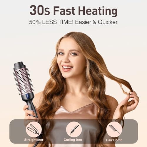Rose Gold 1.77 Inch Thermal Round Hair Curling Iron with 2 Temp Settings