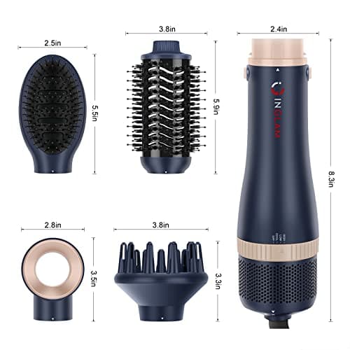IG INGLAM Hair Dryer Brush Set, 4-in-1 Blower with Negative Ions Tech, 3 Heat Settings