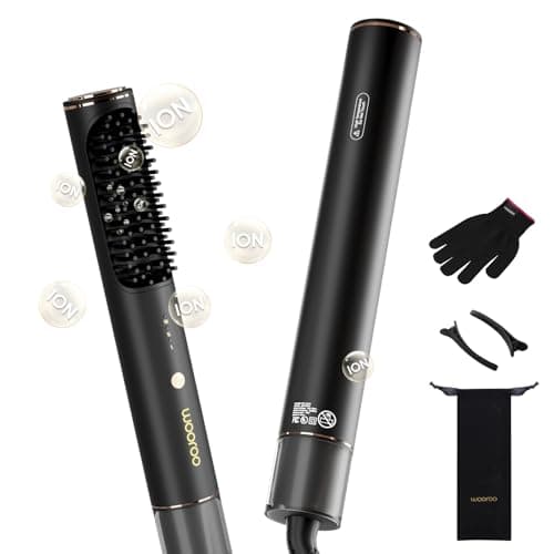 Ionic Ceramic Hair Straightener Brush, Anti-Scald Fast Heating for Women
