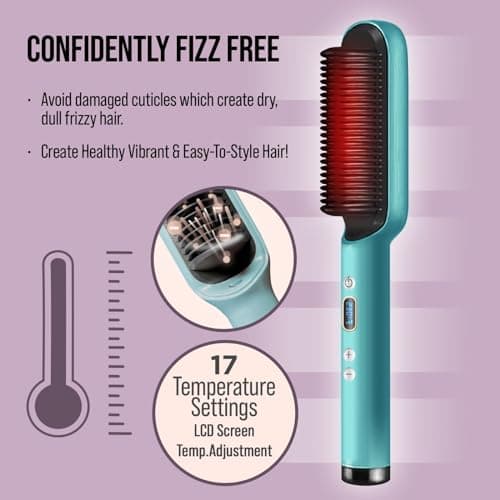 Professional Hair Straightener Brush with Negative Ions & LED Display