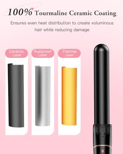 BESTOPE PRO 6-in-1 Long Barrel Curling Wand Set - Ceramic, 0.35"-1.25" Barrels, Black