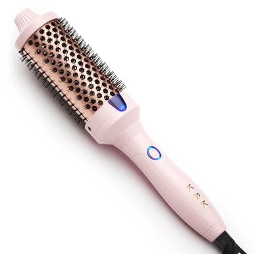 K&K 1.77 Inch Ceramic Tourmaline Ionic Heated Curling Brush Creates Volume & Curls