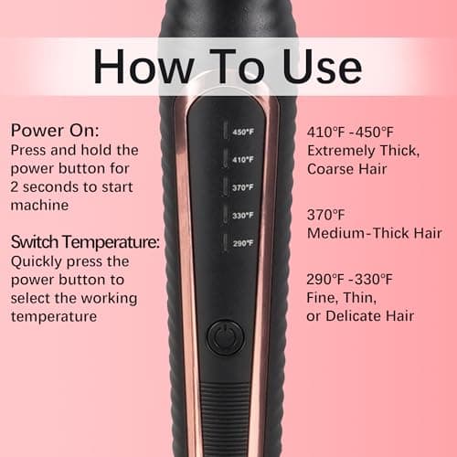 VAGARY 3-in-1 Heated Curling Brush, Dual Voltage, 5 Temp Settings, Ceramic Tourmaline