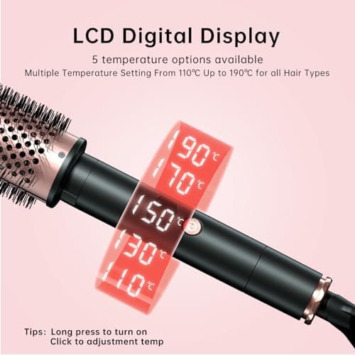 2in1 Heated Brush for Blowouts & Curls, Dual Temp Control, 1.5in/1.75in, Travel Ready