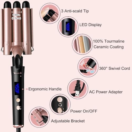 5-in-1 Curling Iron Set with 3 Barrel Wand & 4 Ceramic Wandotions