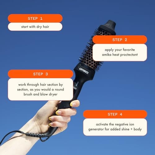 Amika Blowout Babe Thermal Styling Brush, Black